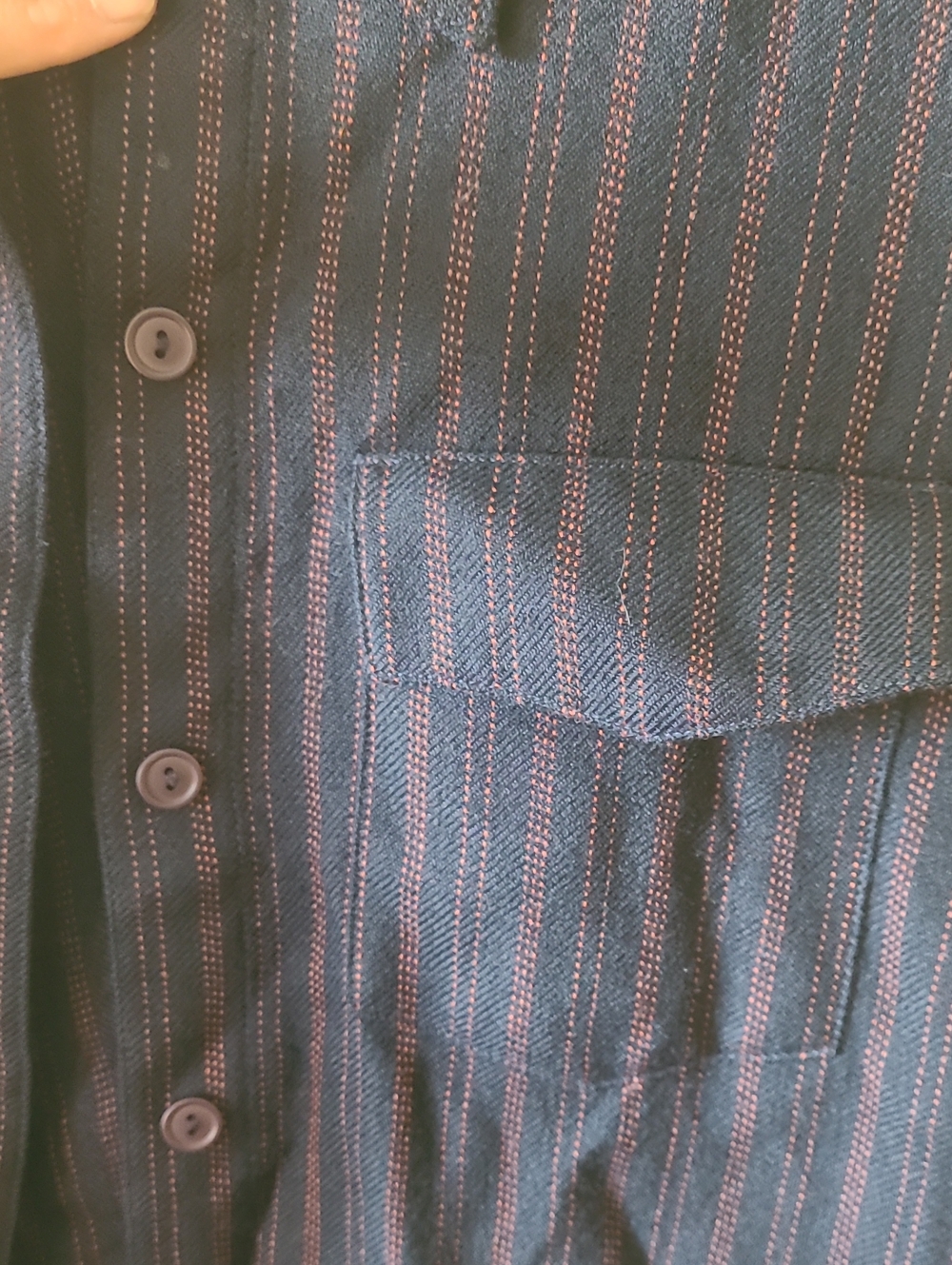 Button-Up Shirt in Navy with Subtle Stripe - Picture 3 of 5